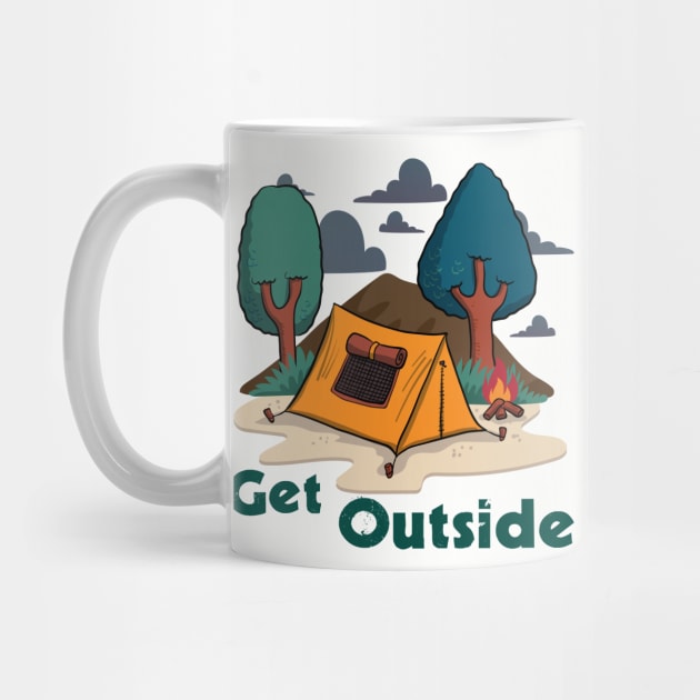 Get Outside - Camping Tent Outdoors Mountains by OldPineTees